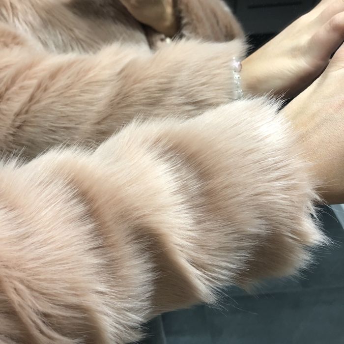 Шуба H&M шубка пудровая, искусственный мех, полушубок женский