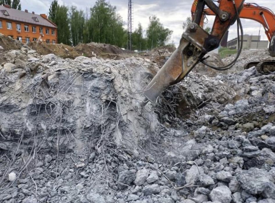 Аренда, услуги экскаватора, гидромолота, гидроножниц. Демонтаж зданий.
