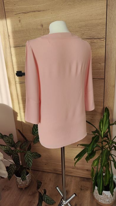 Gładka bluzka elegancka ZARA S zwiewna pudrowy róż