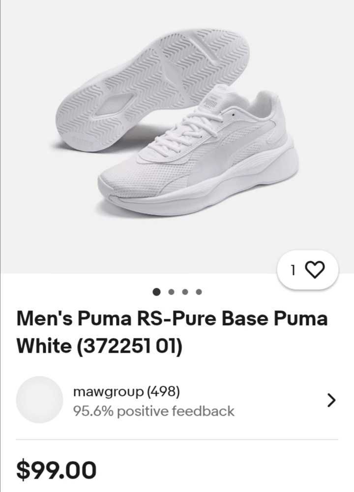 Оригінал.27,5 см. Кросівки Puma RS-Pure Base Puma White (37225101)