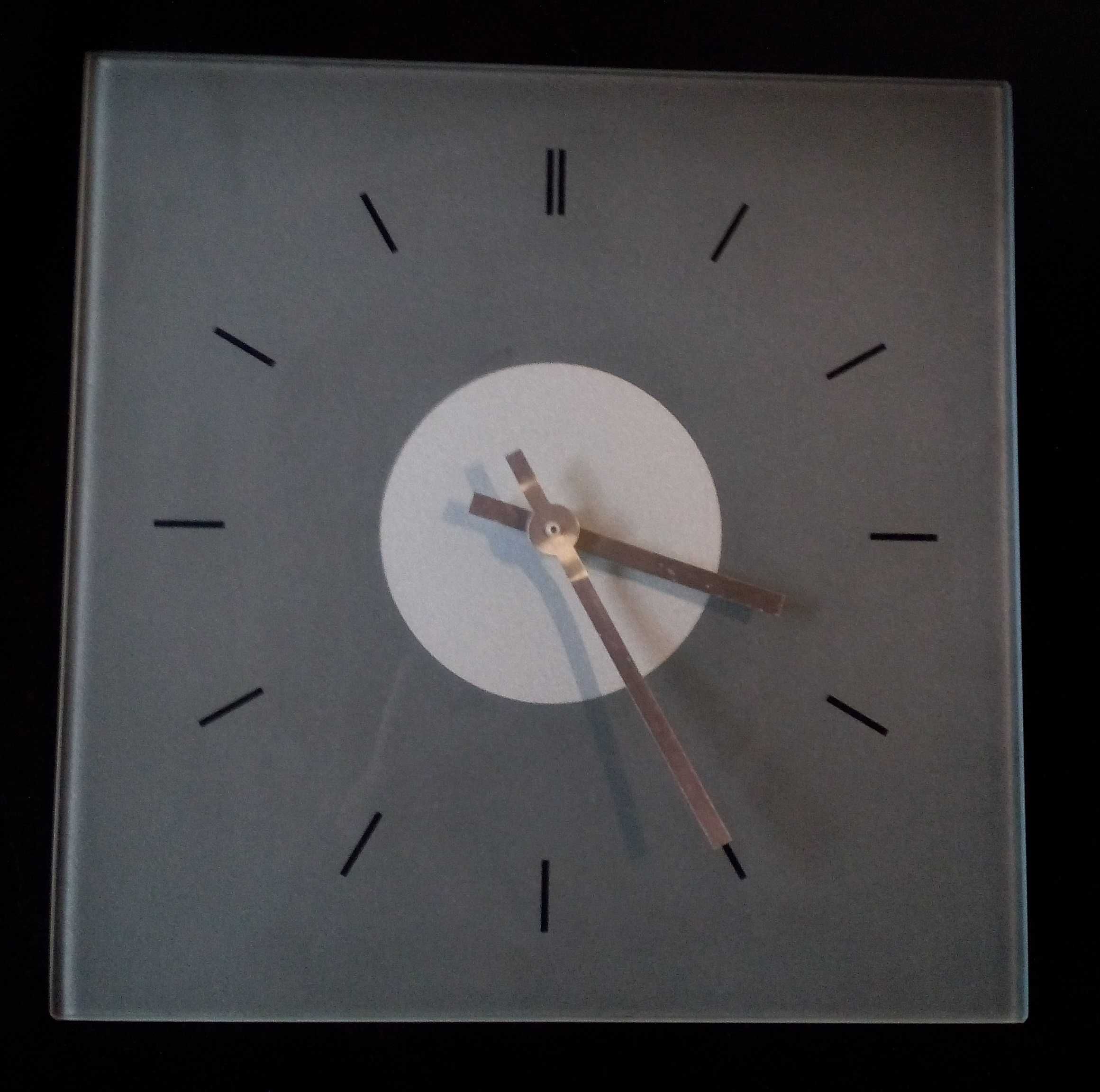 Relógio de parede quadrado, minimalista, em vidro fosco temperado