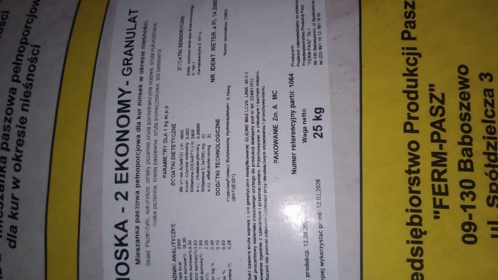 Pasza dla kur niosek 16%