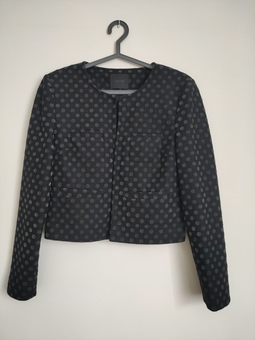 Żakiet pudełkowy premium, marynarka, blazer/kardigan wełna Gestuz m