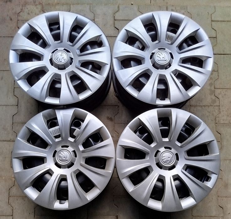Felgi stalowe z kołpakami 5x112 17" oryginał VW Audi Skoda