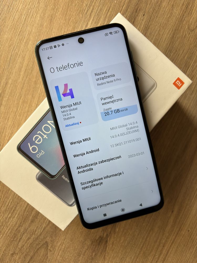 Xiaomi Redmi Note 9 Pro 6/64GB Tropical Green zielony, ideał