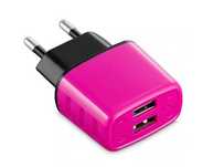 Uniwersalna ładowarka sieciowa EXC CUTE, 2XUSB, 2,4A, kolor różowy