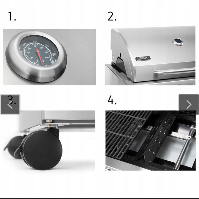 Gril Gazowy YOER 100% stal nierdzewna, STALOWE rusztu, miejsc na butle