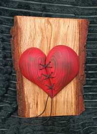 Serce z drewna WALENTYNKI