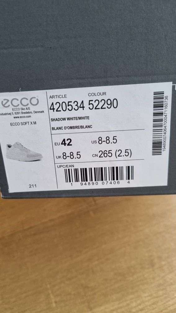 Buty Ecco soft x m białe rozm. 42