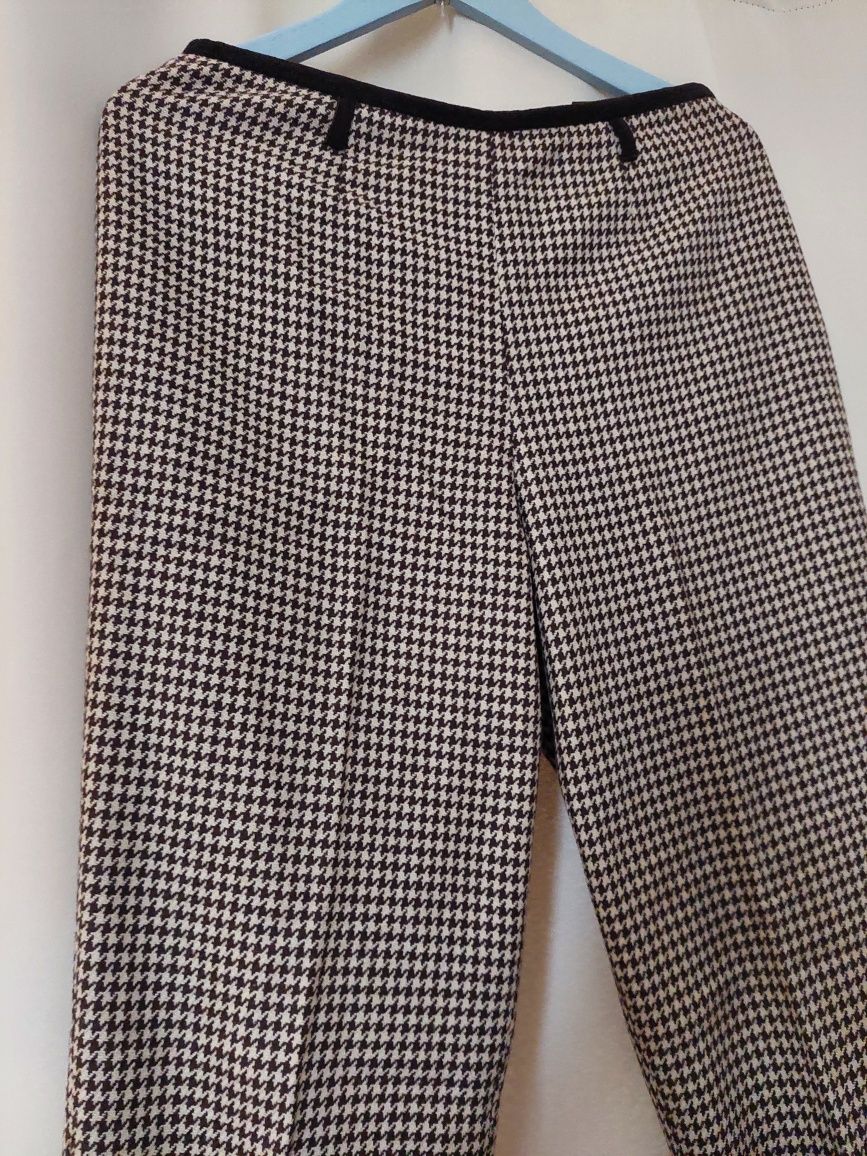 Spodnie wełniane wool pants pepitka beżowe brązowe willi Smith toruser