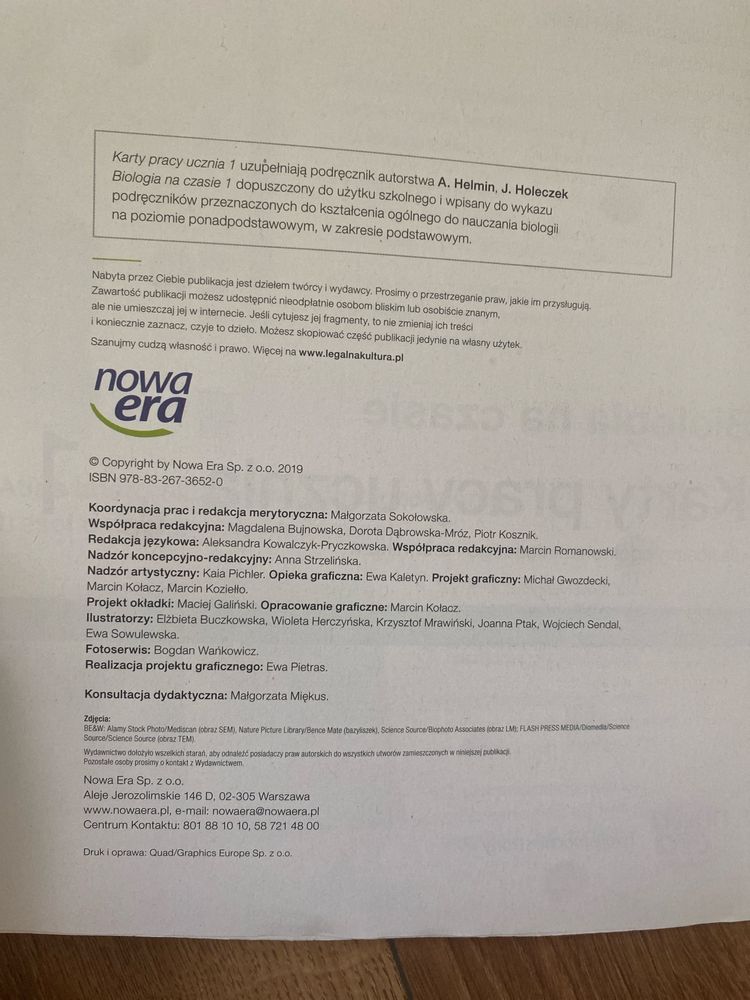 Biologia na czasie 1 karty pracy podstawa