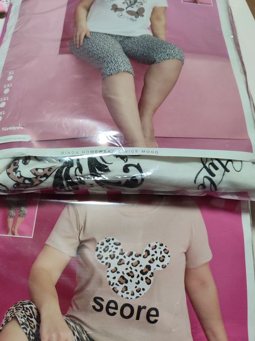 2xPiżama damska r 4xl duży rozmiar bawełna krótki rękaw