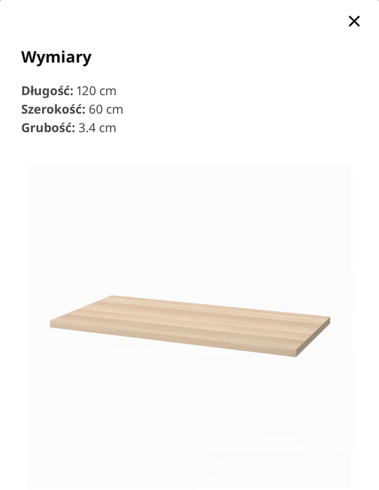 Blat do biurka stołu Ikea Lagkapten 120x60 dąb