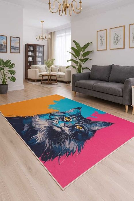NOWY Dywan Kolorowy Villago MainCoon 3D 140x200 cm Do Pokoju
