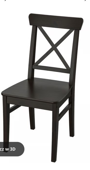 Ikea Ingolf krzeslo z oparciem brązowoczarne lite drewno 2 sztuki