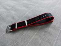 Pasek do zegarka 20 mm nato strong watch strap black red silver buckle