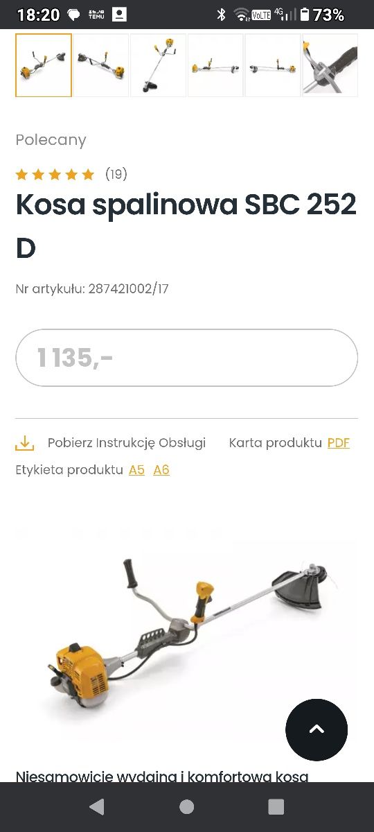 Kosa spalinowa podkaszarka