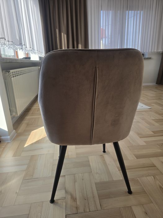 6szt Krzesło Tapicerowane Welurowe Velvet Beż Kaszmir