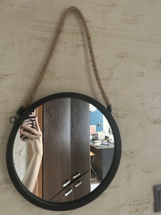 OKAZJA! Lustro wiszace 30 cm, czarna metalowa rama