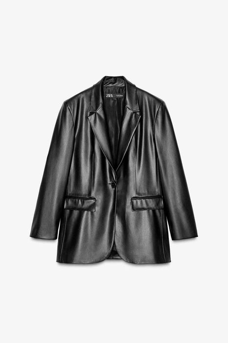 Блейзер прямого крою зі штучної шкіри zara