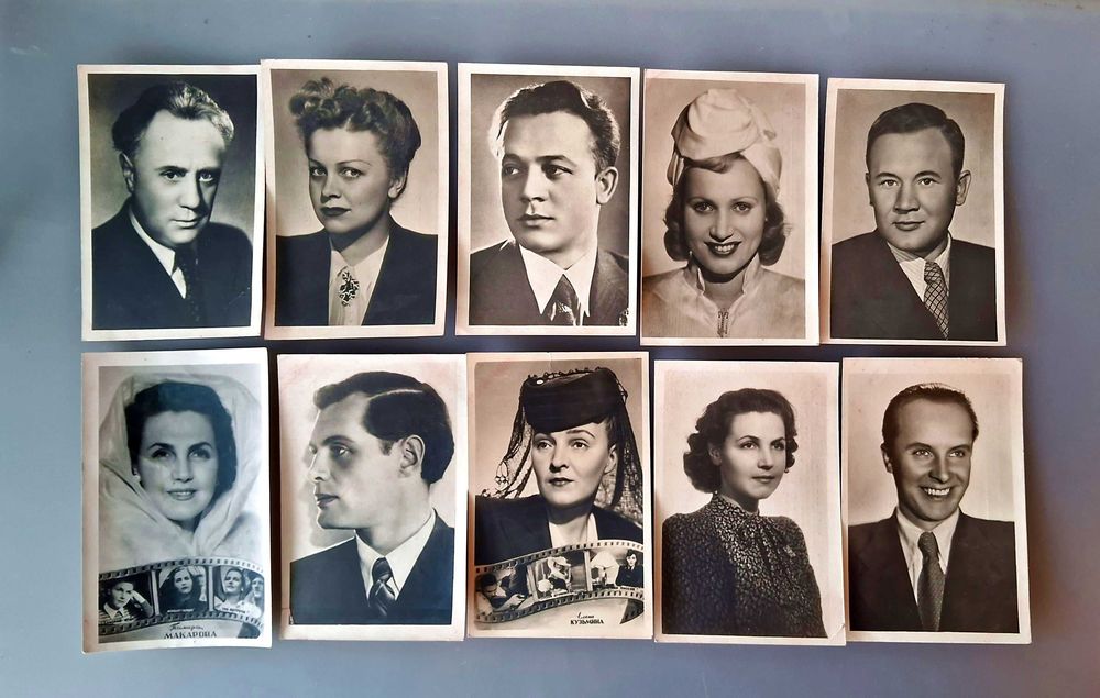 Открытки 50-х артисты, Одесса,Киев,Питер,Тарту,цветы,разное