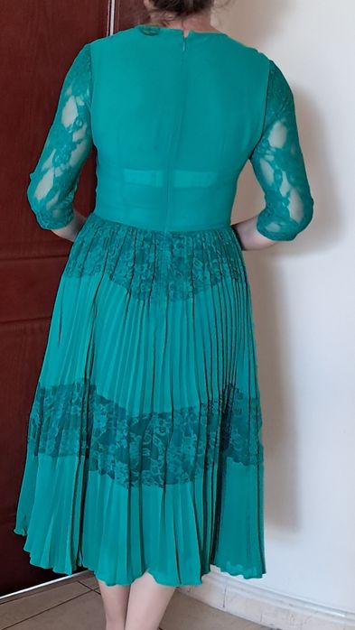 Suknia midi zielona plisowana r.36-38"asos.
