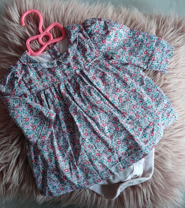 Sukienka body z długim rękawem M&S wzór kwiatowy 62