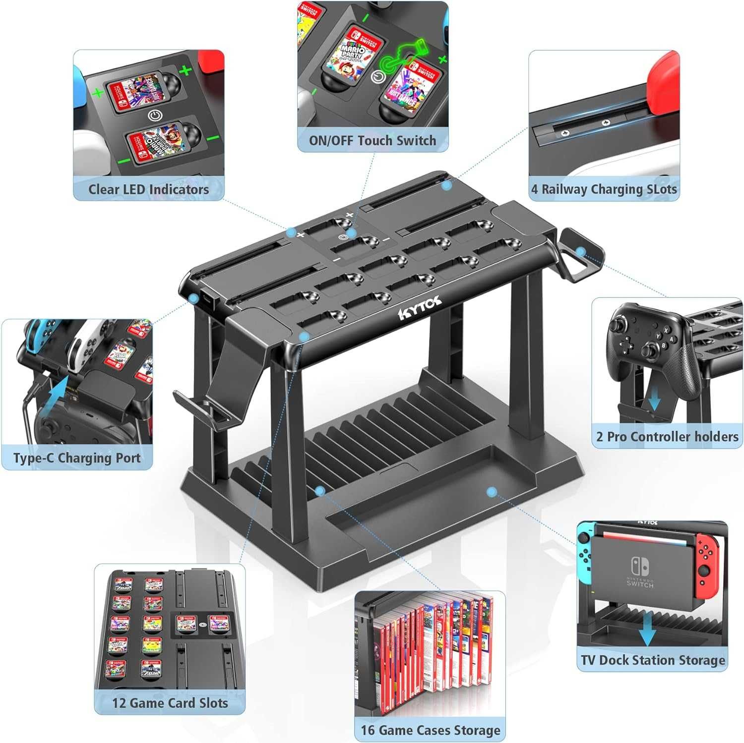 Stacja Switch Games Organizer z ładowarką do kontrolera