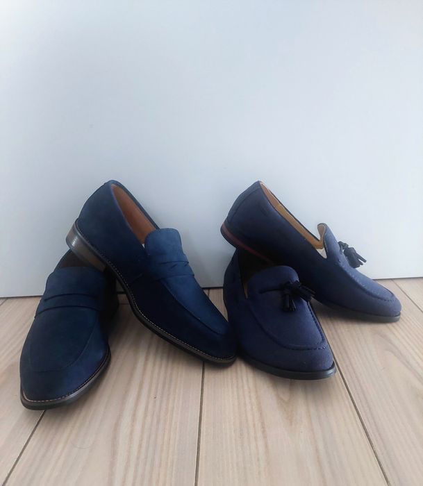 Eleganckie mokasyny męskie granatowe