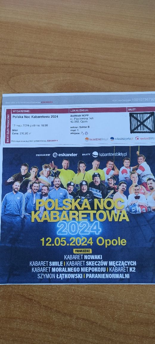 2 bilety na Kabarety w Opolu - NOWA CENA !