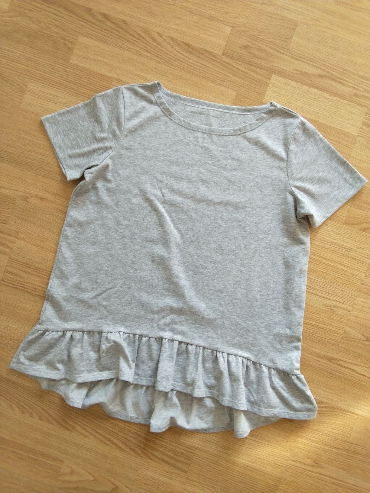 Bluzka krótki rękaw oversize xl szara cienka dresówka