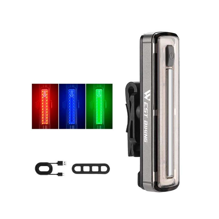 ТРЕХЦВЕТНЫЙ! WEST BIKING 800mAh задний фонарь Алюминиевый корпус