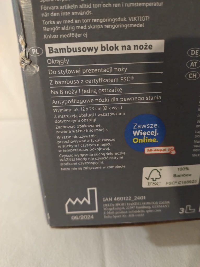 Bambusowy stojak na noże kuchenne LivarnoHome