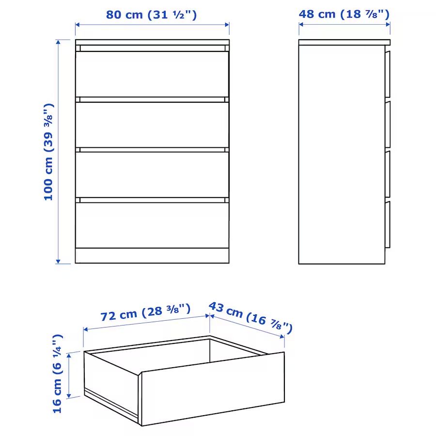 Комод  80/100 см ikea