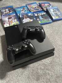 Playstation 4 slim+ 2 pady+8 gier