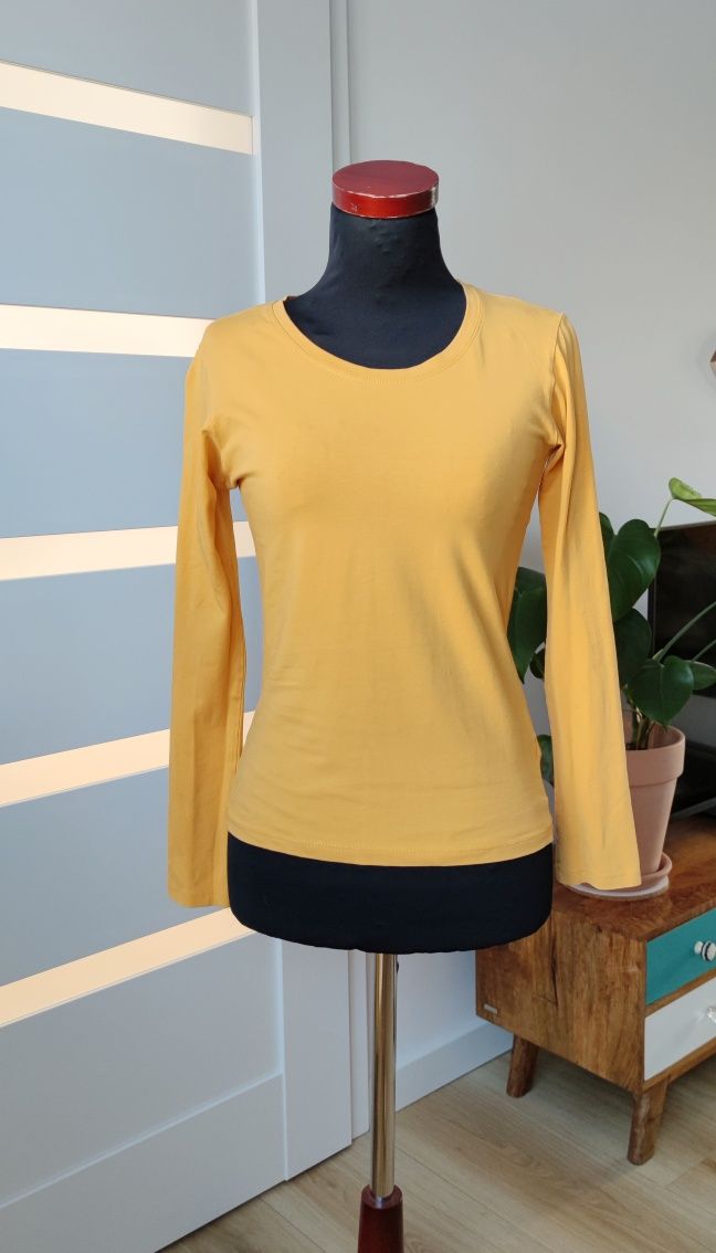 Bluzka z długim rękawem żółty S/36/8 wiskoza longsleeve top yellow