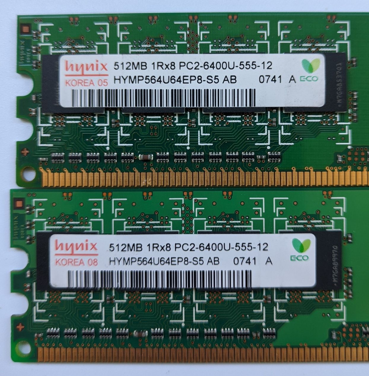 Комплект оперативної пам'яті Kingston, Samsung, Hynix DDR2 (2x512Mb)
