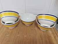 Tigelas cerâmica Quadrifoglio azul, branco e amarelo