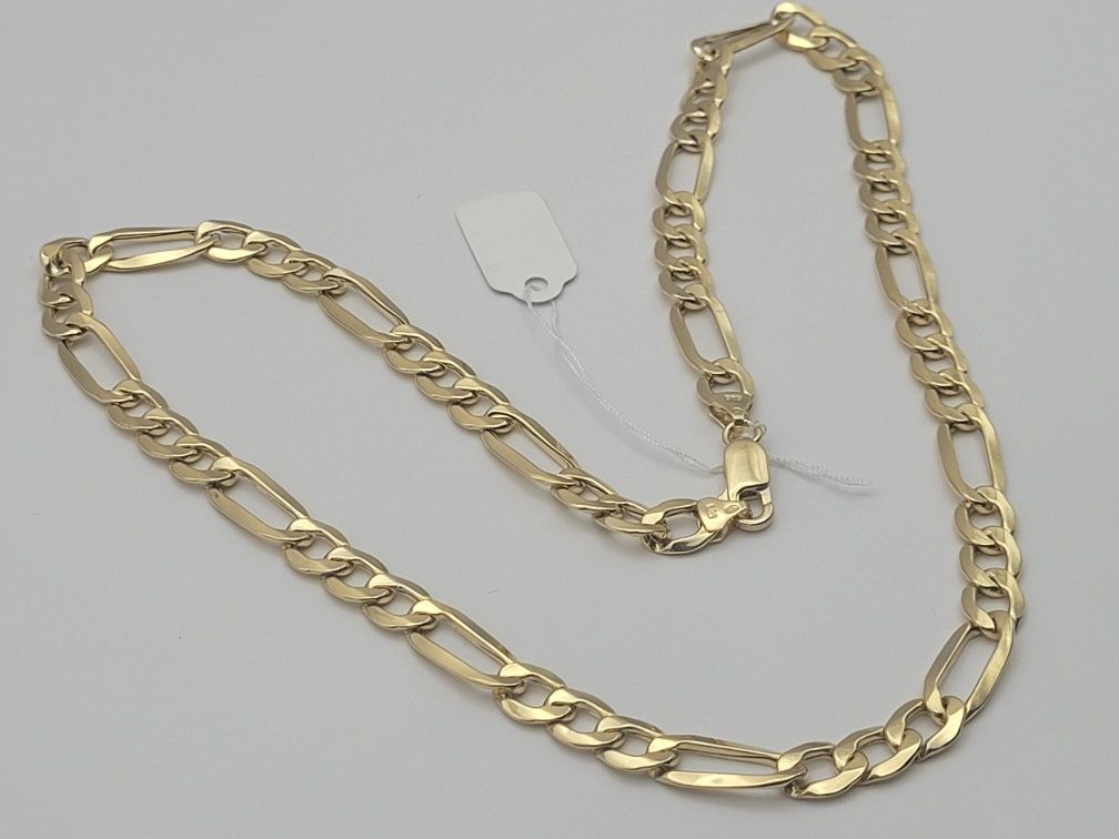 Nowy złoty łańcuszek splot Figaro, złoto próba 585, 50 cm
