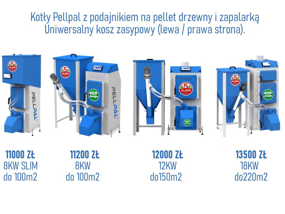 Kocioł na pellet 8kW podajnik Pellpal kotły piec biomasa 12kW 18kW ZUM