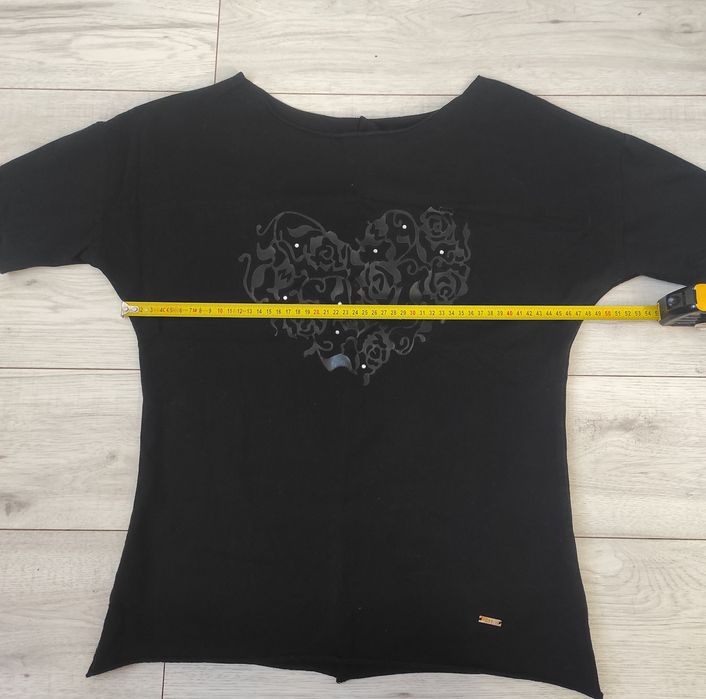Czarna bluzka damska z sercem, Megi, r S/M