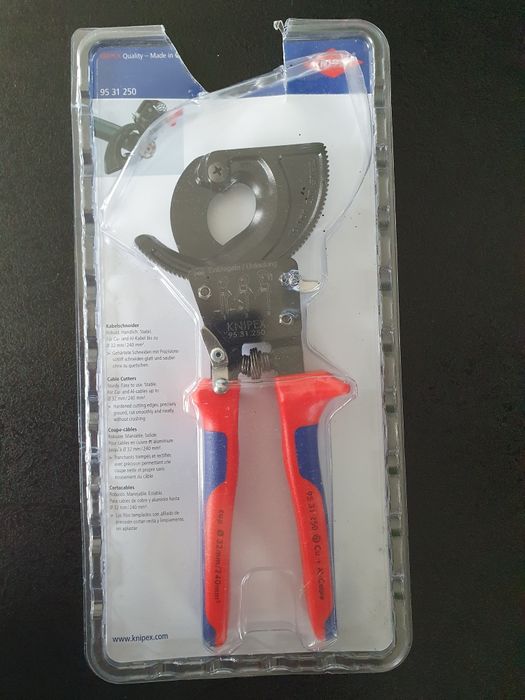 Nożyce zapadkowe izolowane do cięcia KNIPEX 95 31.250 NOWE 95 36.250