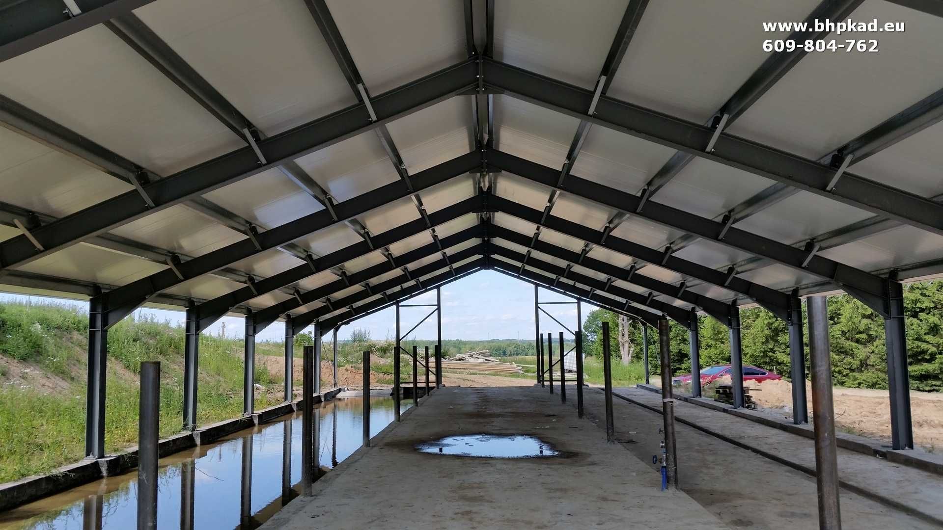 Konstrukcja stalowa. 12x29x2,5 m. BHP KAD. Wiata. Obora.