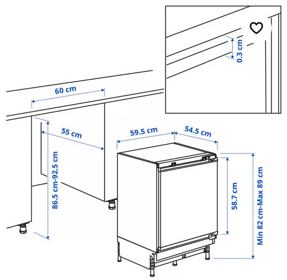 Lodowka IKEA do zabudowy podblatowej ikea