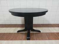 stół okrągły rozkładany na jednej nodze czarny o śr 100 cm + 3 wkładki