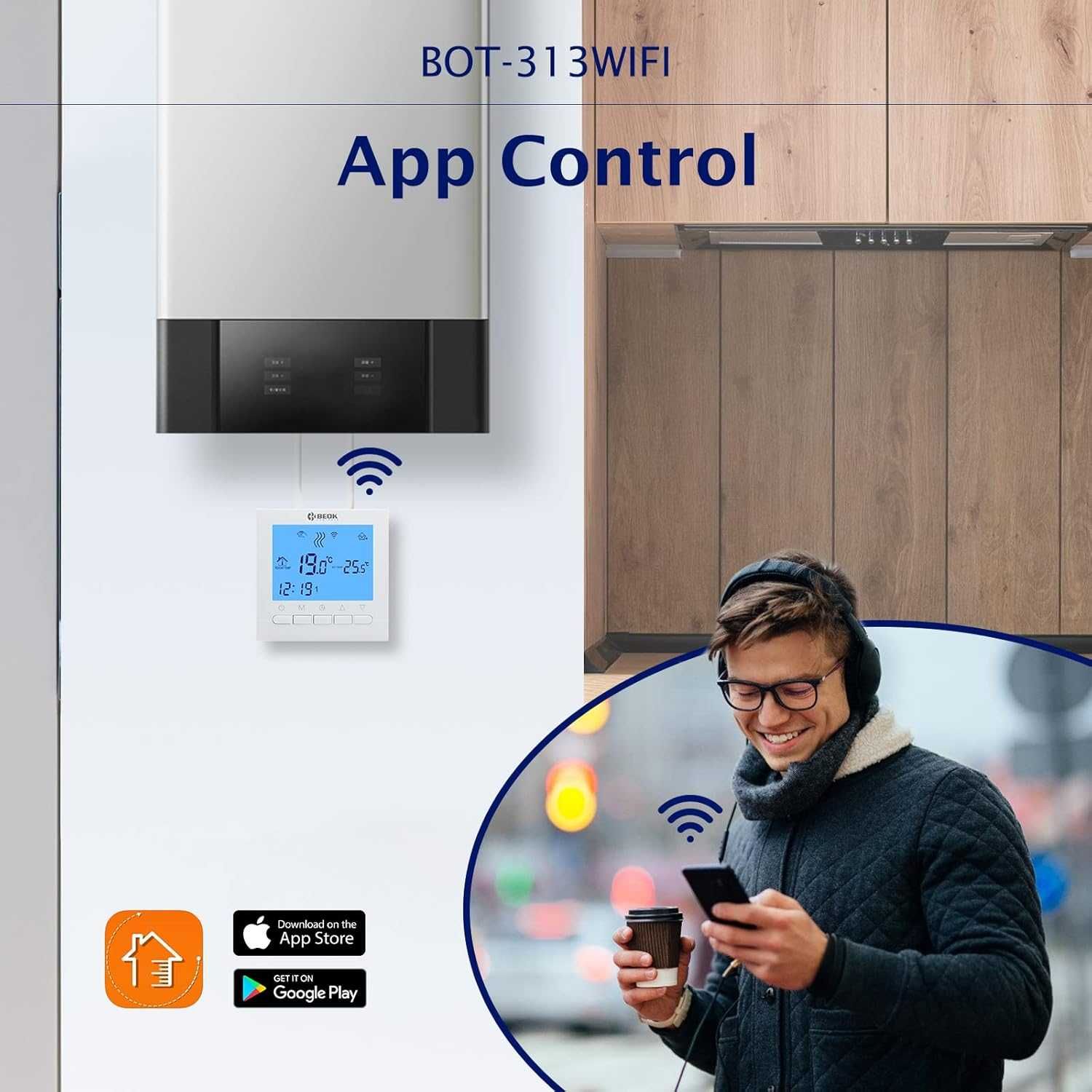 Termostat ogrzewania podłogowego Beok BOT-313 WiFi zadajnik sterownik
