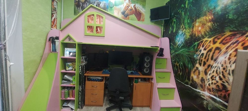 Двухярусная кровать, кровать-чердак, двоповерхове ліжко ,дитяча гірка