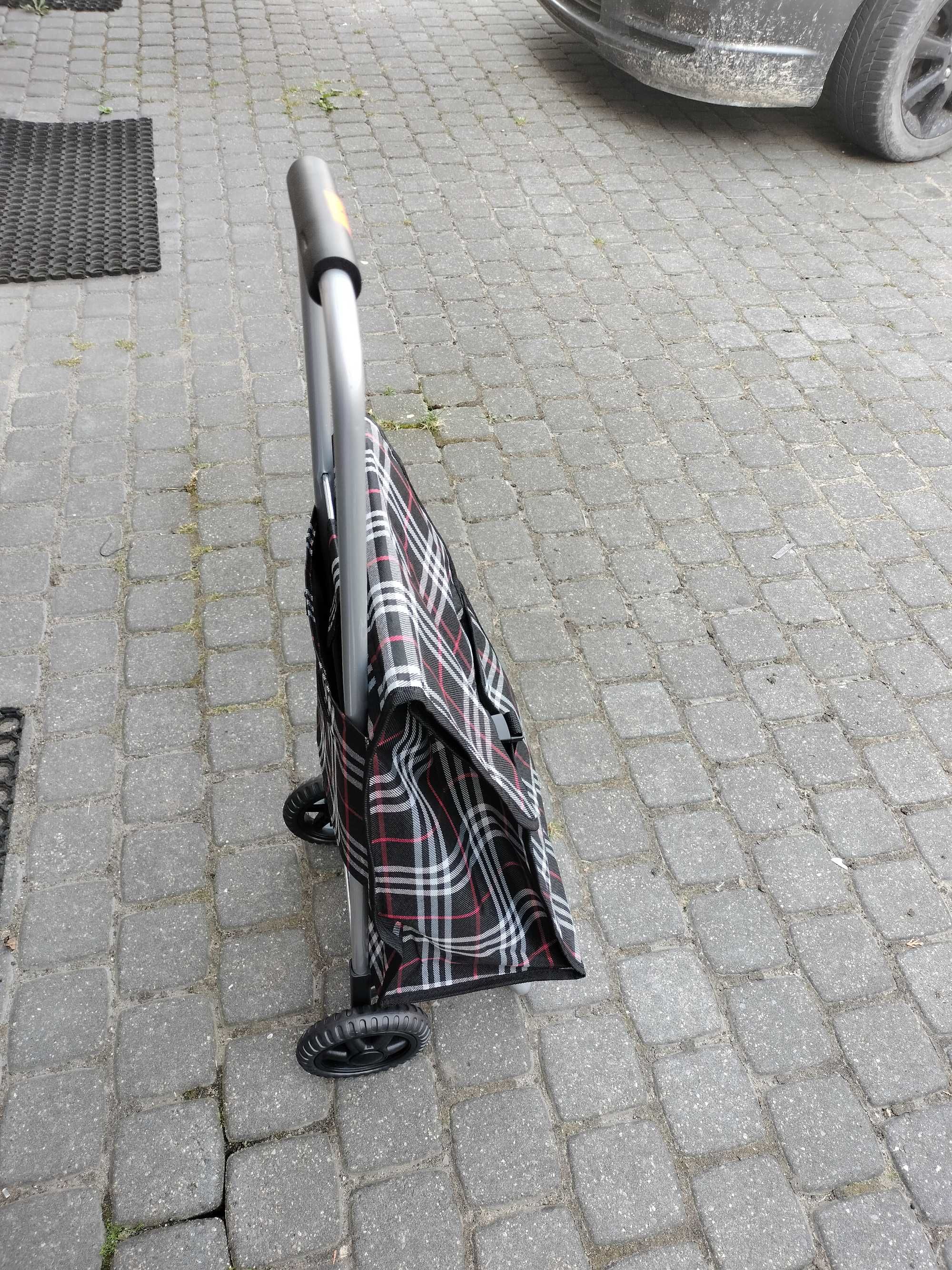 Mały wózek zakupowy na zakupy torba na kółkach SOLIDNY SKŁADANY krata