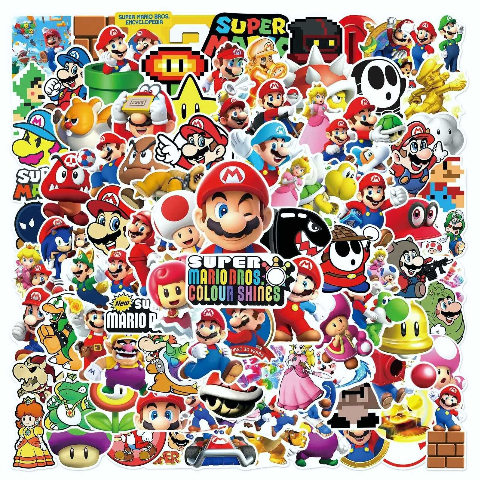 Наклейки стикеры для детей с персонажами и героями игры Супер Марио