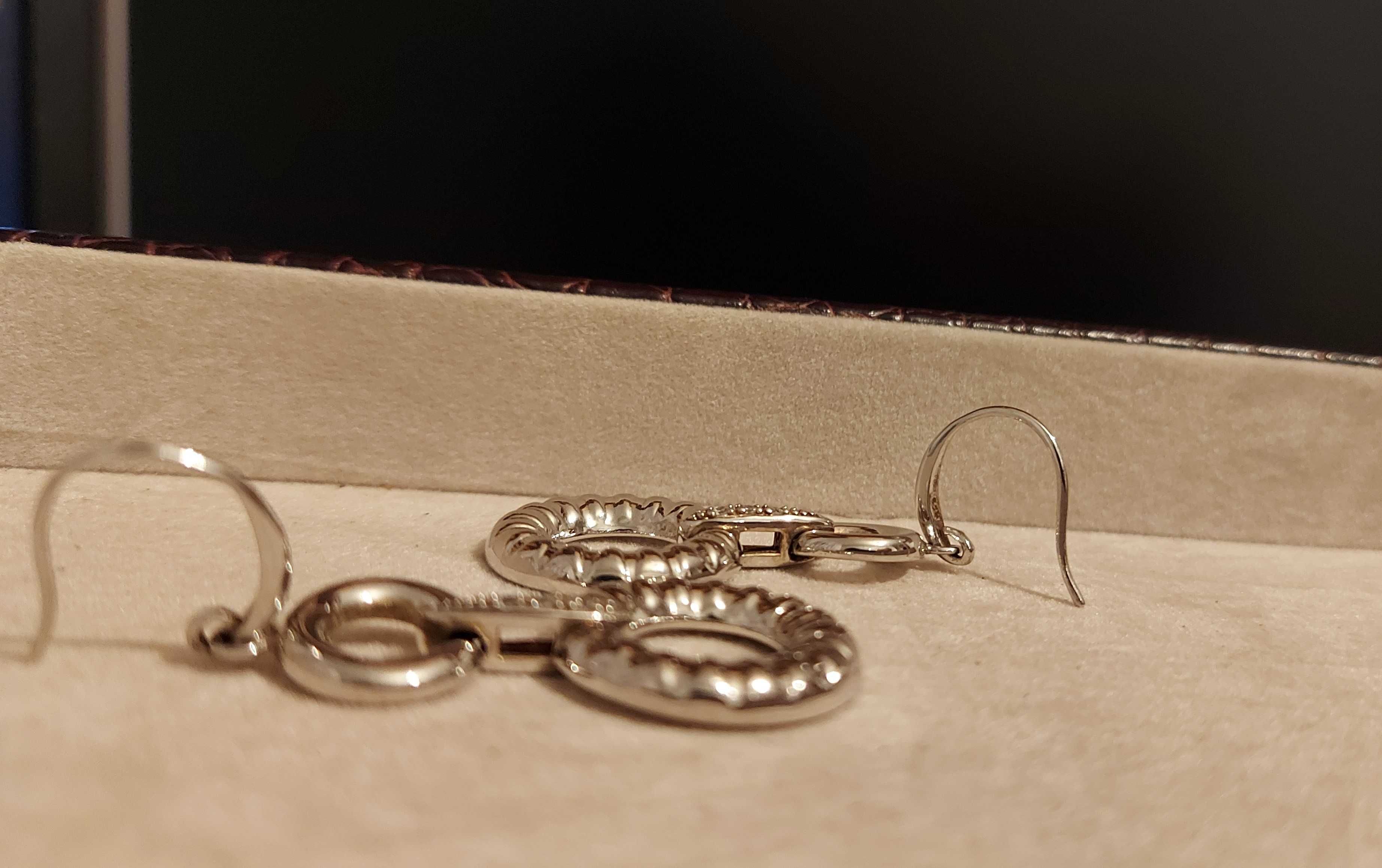 Kolczyki wiszące srebrne 925, bigiel otwarty